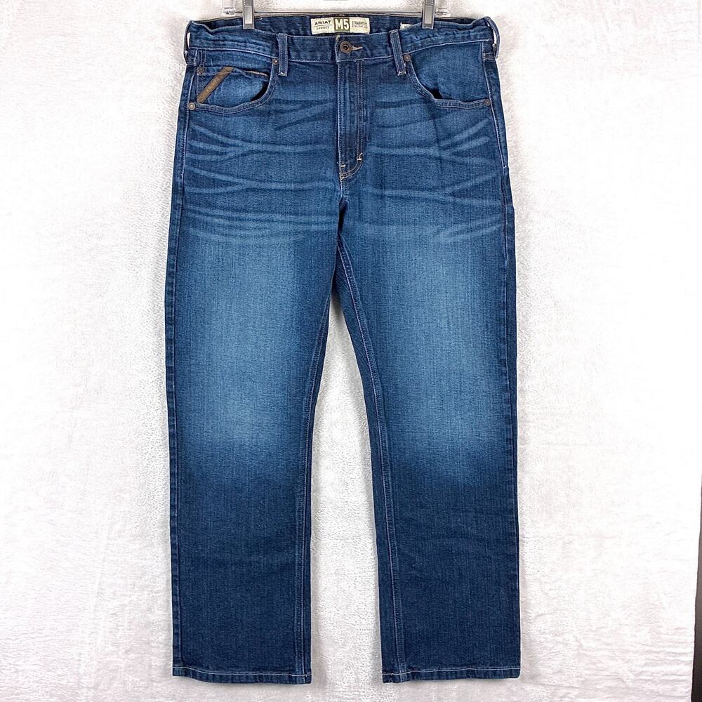 Ariat Jeans Men 38x32 Legacy M5 Whiskered Faded Slim Straight Workwear Western